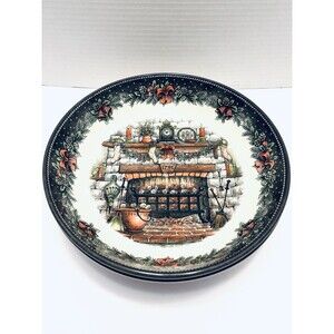 Royal Stafford Christmas Fireplace Soup Bowls New Holiday Country Pattern Qty 2